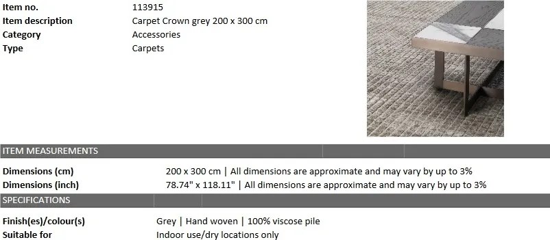 Covor design LUX Crown 200x300cm, gri 113915 HZ