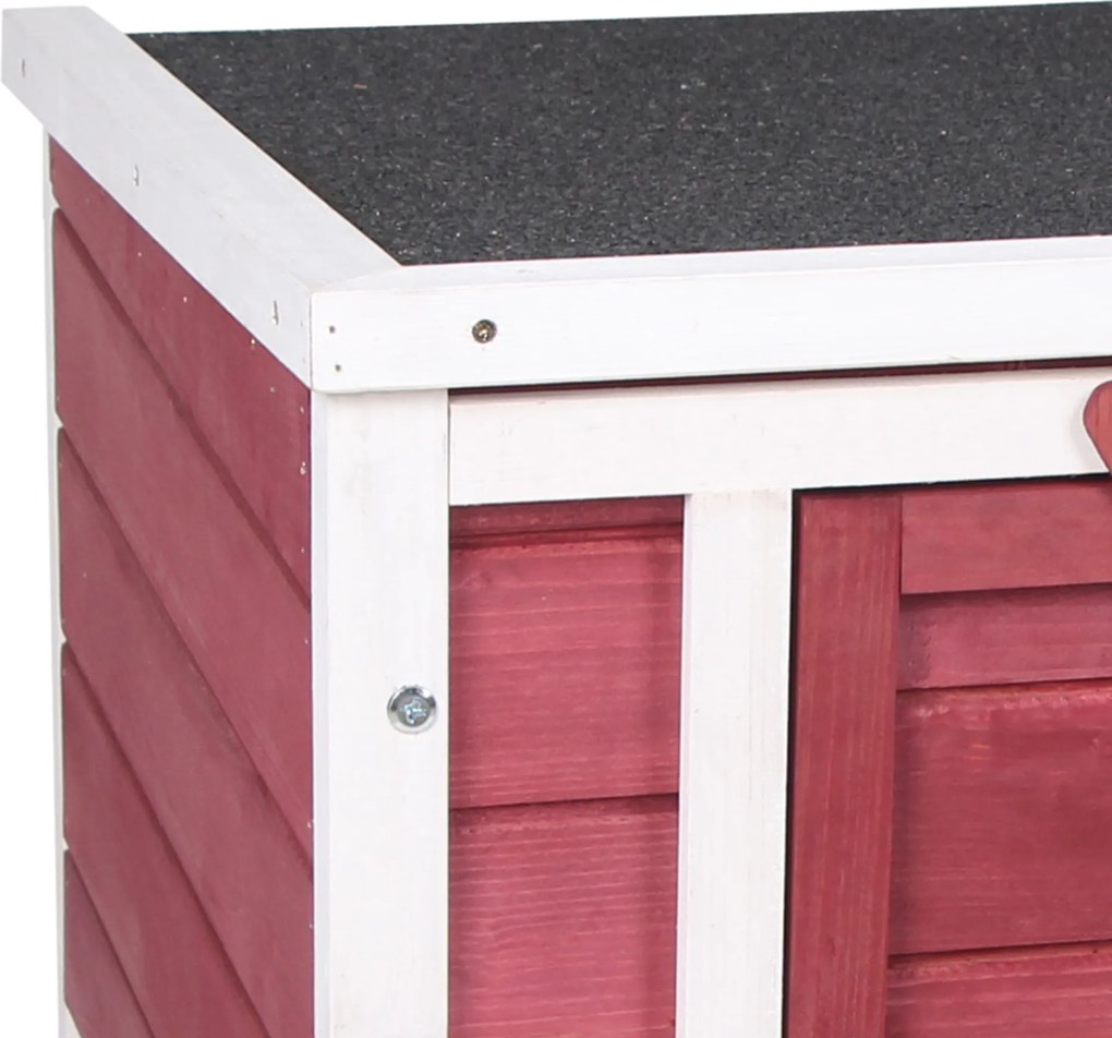 PawHut Colivă Lemn Exterior pentru Rozătoare, Acoperiș și Rampa Reglabilă, 42x51x43cm, Roșu | Aosom Romania