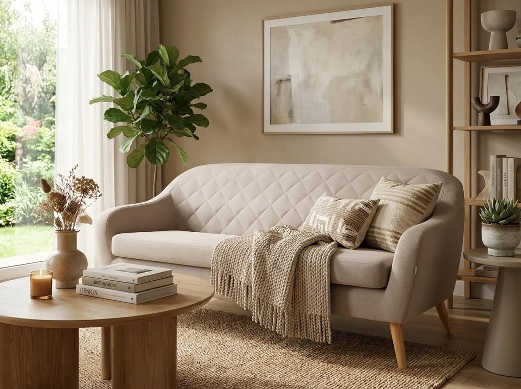 Canapea trei locuri bej CORANTI VELVET