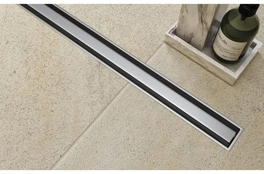 Set paravan dus walk-in 90x200 cm, crom lucios, Mediterraneo Foxy cu rigola cu capac crom, iesire laterala, 700 mm, Cersanit Tako Slim