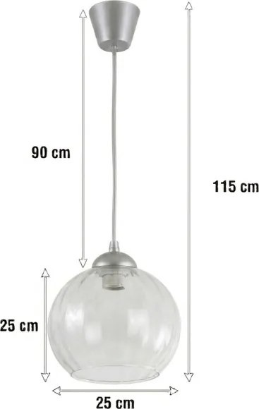 Brilagi - Lustră LED suspendată pe cablu RETRO GLASS 1xE27/60W/230V Ø 25 cm argintiu/transparent