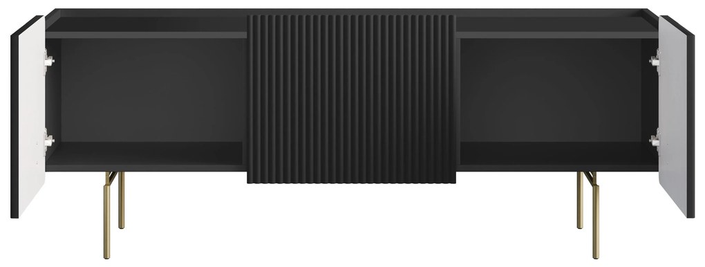 Dulap TV Malmi 150 cm - negru mat / picioare aurii