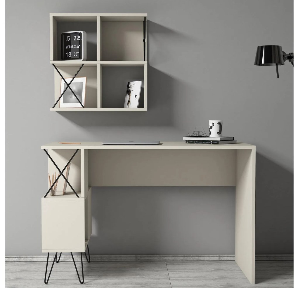 Set mobilier pentru birou Likime 1 (crem + negru) . 1095022
