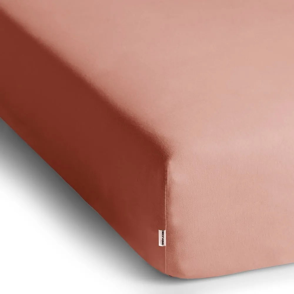 Cearceaf piersică din jerseu cu elastic 240x220 cm Amber – Restilo
