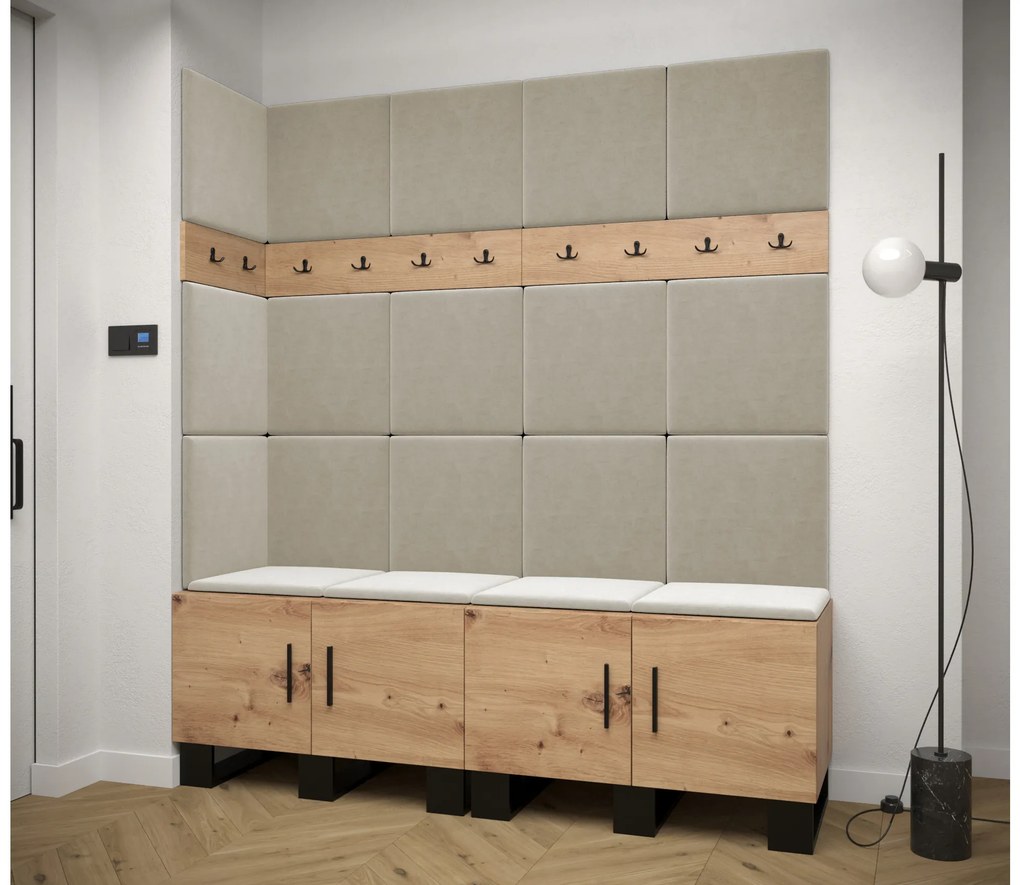Set mobilier pentru hol Amanda 12 (Stejar artisan + bej). 1085956