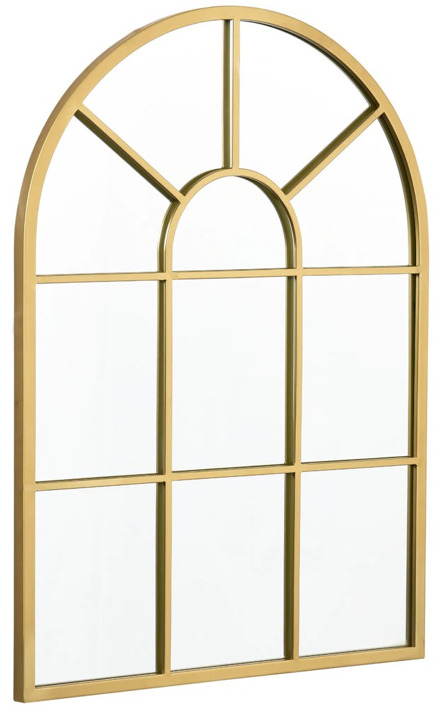 HOMCOM Oglindă murală din metal cu ramă aurie în formă arcuită - 70 x 50 cm - decor pentru intrare, dormitor, living | Aosom Romania