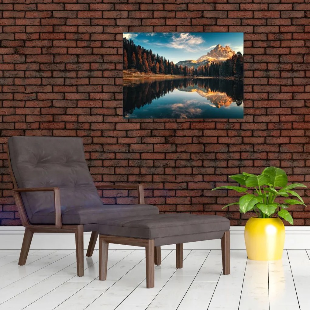 Tablou pe sticlă - Alpi, Italia, Dolomiți, Lago Antorno (70x50 cm)