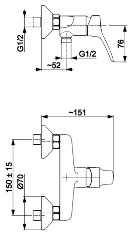 KFA Armatura 5246-010-00 - Baterie de duș MORRIS crom lucios