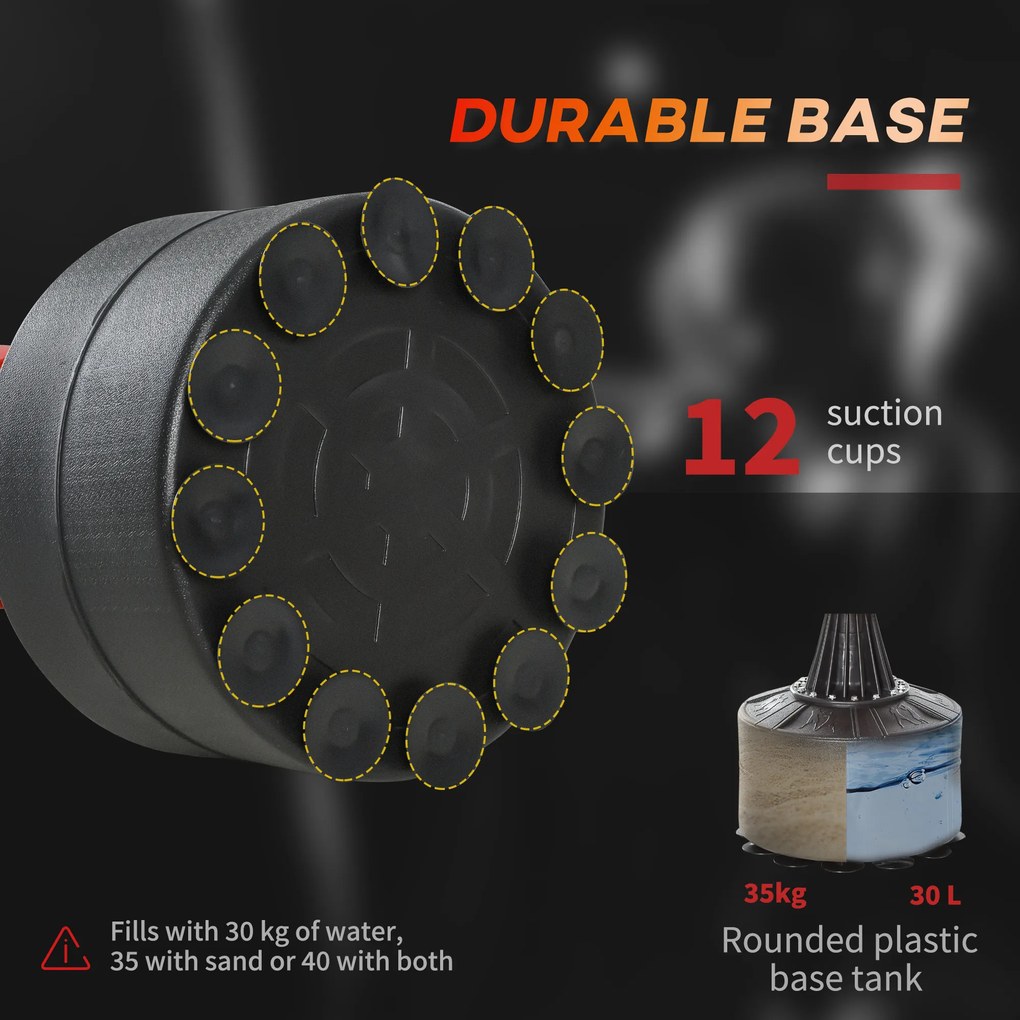 HOMCOM Sac de Box Ajustabil pe Înălțime, Bară Rotativă și Bază Umplută, 88x48x155-205 cm, Roșu