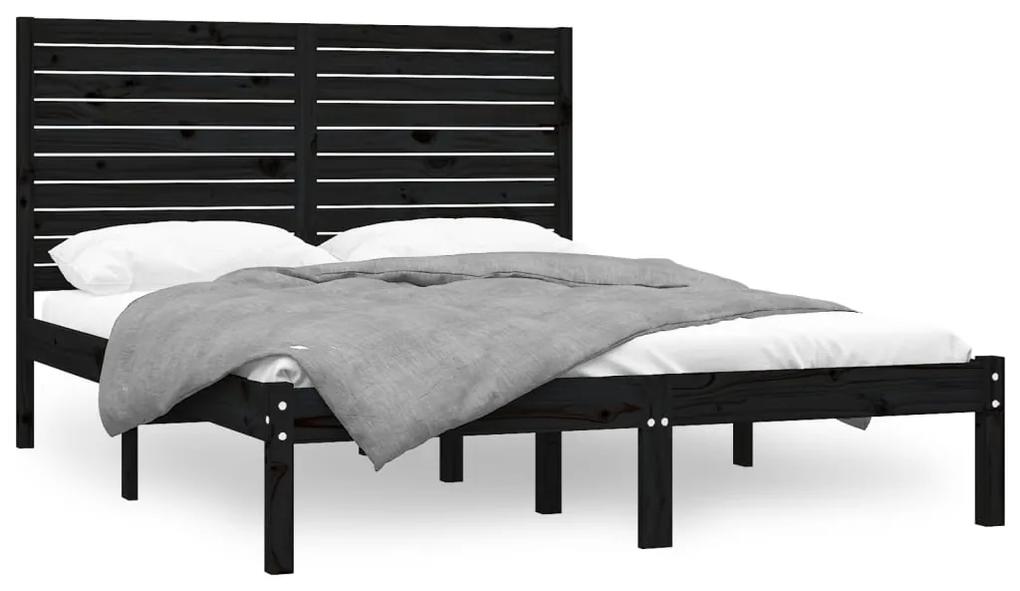 3104607 vidaXL Cadru de pat, negru, 120x200 cm, lemn masiv
