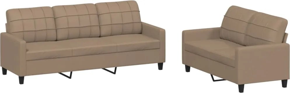 vidaXL Set de canapele cu perne, 2 piese, cappuccino, piele ecologică