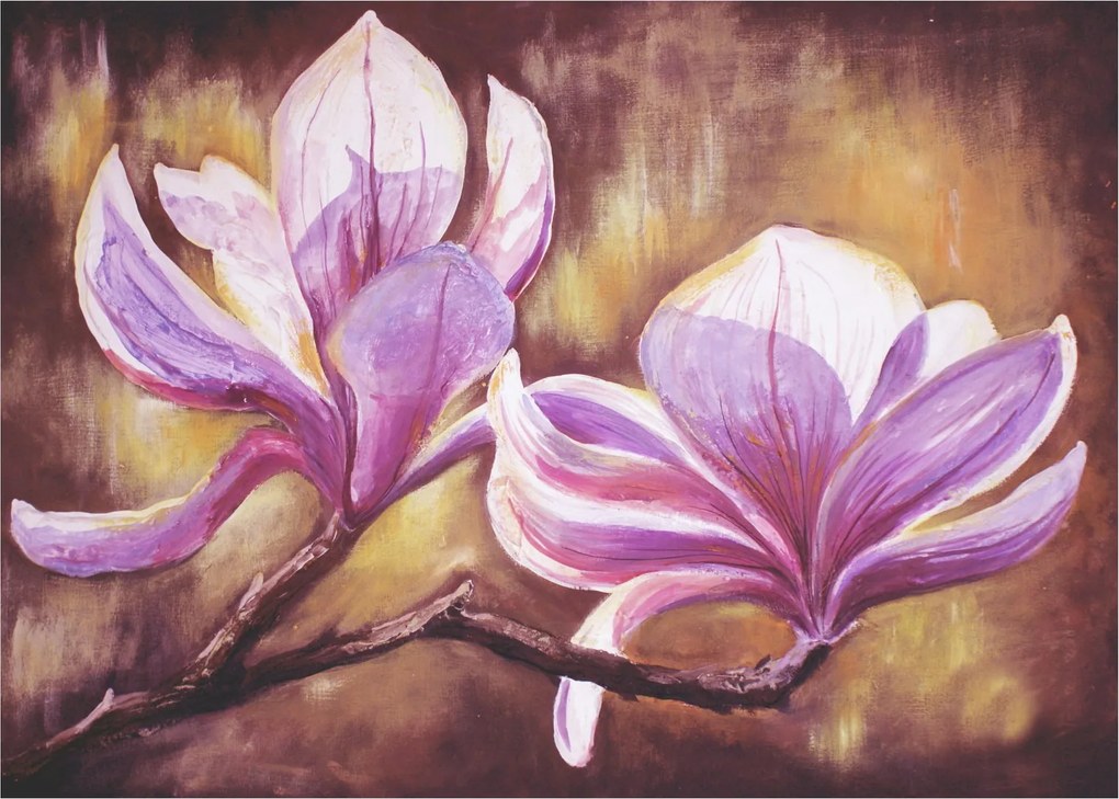 Tablou pe sticlă - Flori de magnolie (70x50 cm)