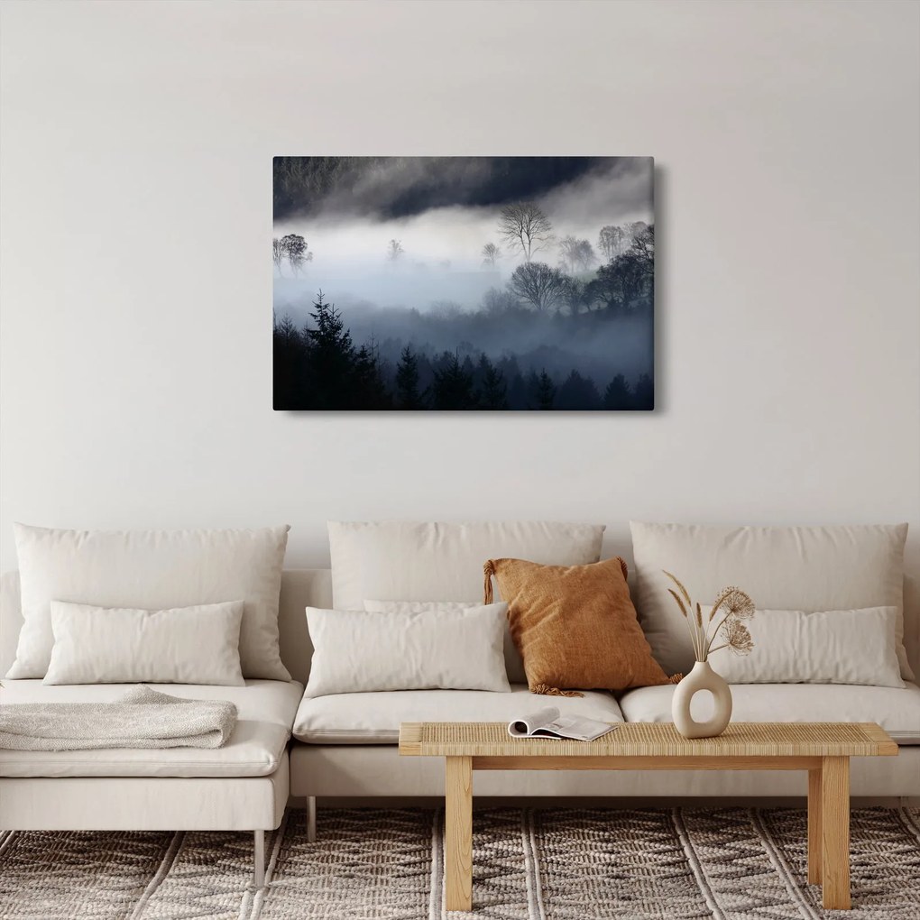 Tablou cu ceță deasupra pădurii (90x60 cm)