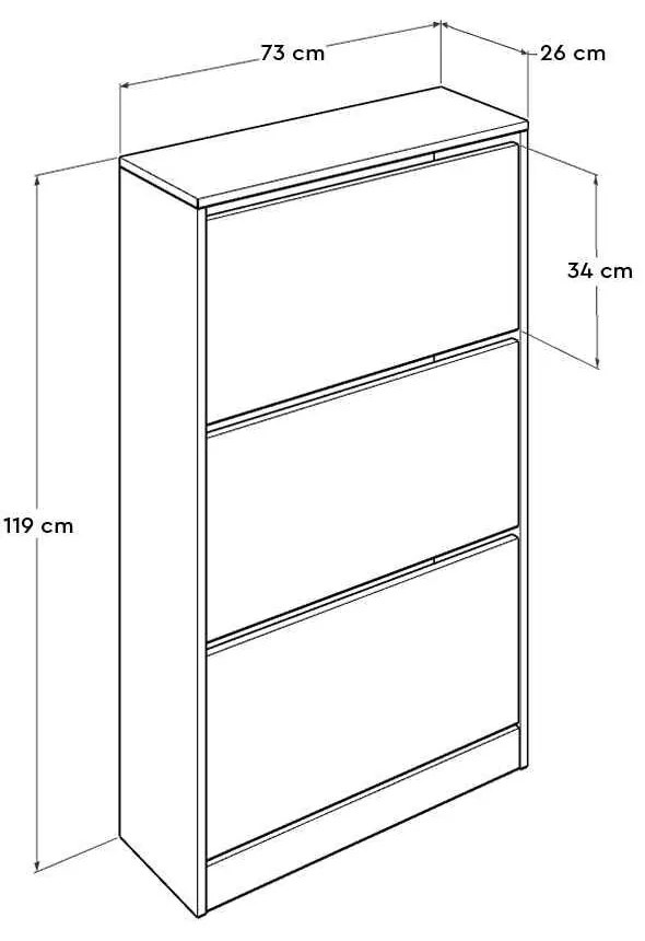Pantofar Adore Mediu, 3 compartimente, capacitate 18 perechi incaltaminte, 73 x 119 x 26 cm