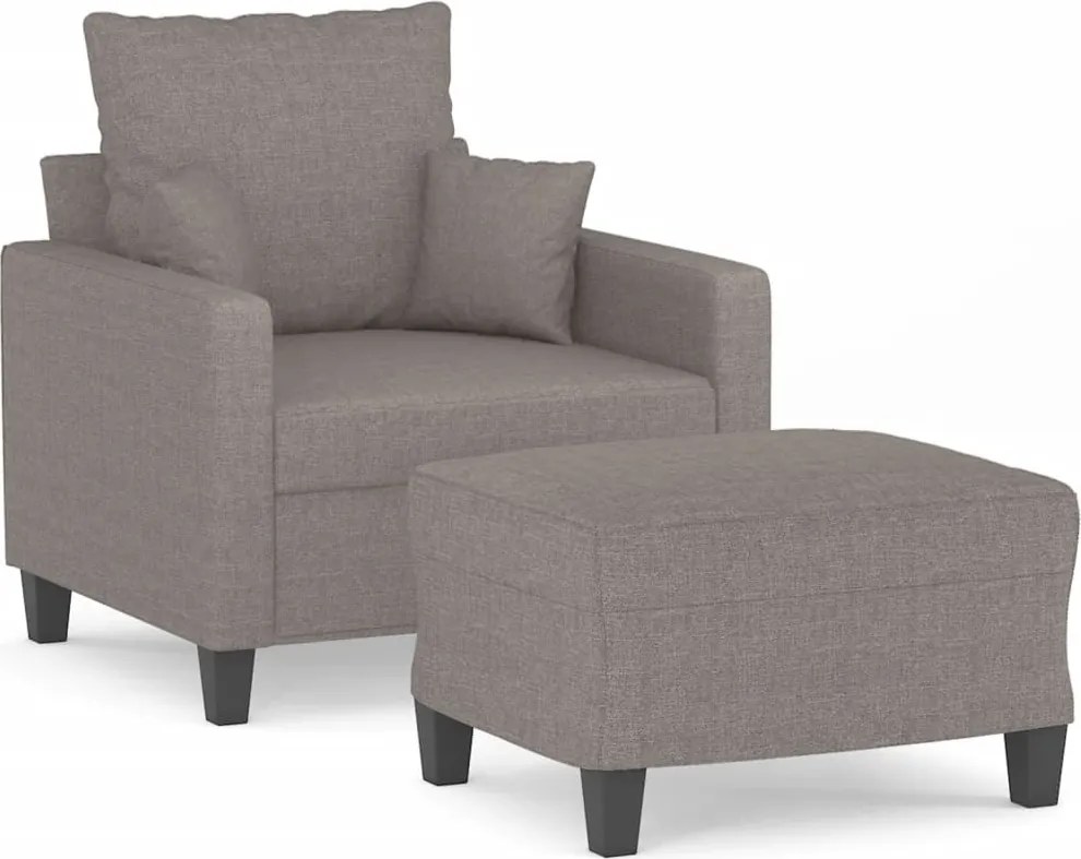 vidaXL Fotoliu canapea cu taburet, taupe, 60 cm, material textil