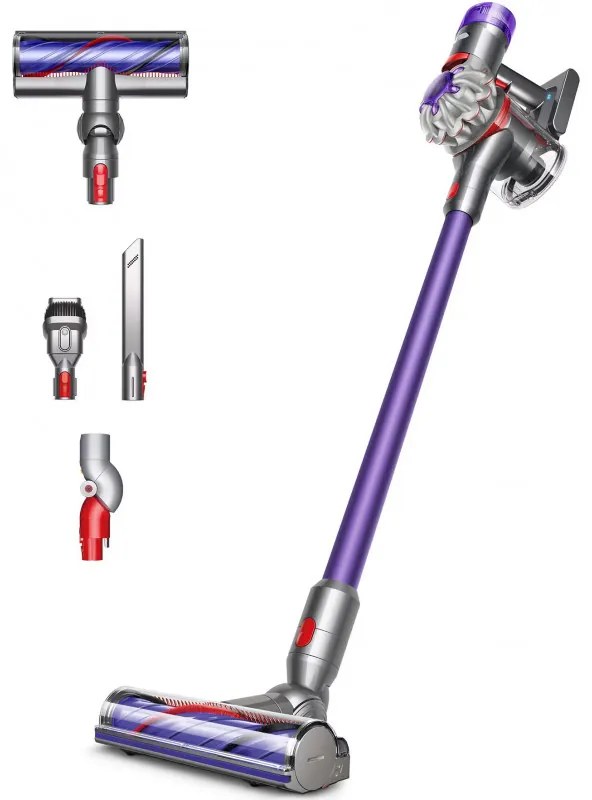 Aspirator vertical Dyson V8 Origin 400394-01, 150AW, 540ml, 110000 rpm/min, Autonomie pana la 40 min, HEPA, Violet/Argintiu