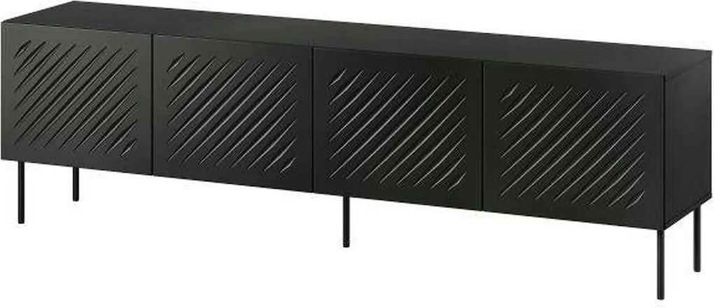 Comoda TV SIENA, negru, PAL laminat/metal, 201x40x60 cm