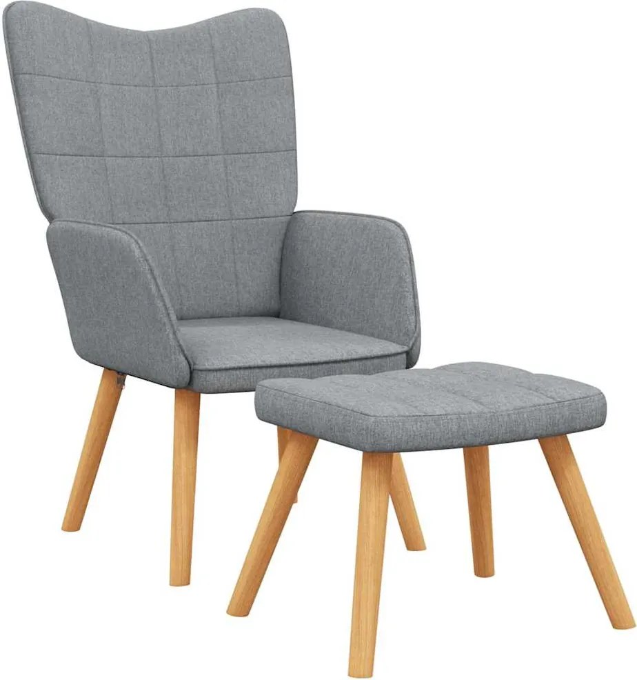 vidaXL Scaun de relaxare cu taburet, gri deschis, textil