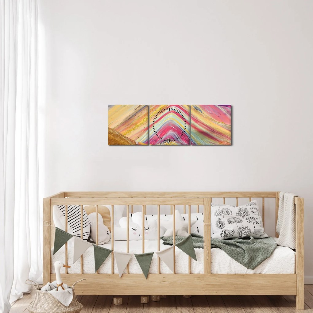 Tablou - Muntele Curcubeu, Peru (cu ceas) (90x30 cm)