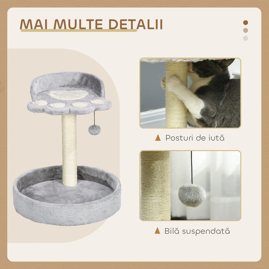PawHut Copac de Zgariat pentru Pisici de 5kg, 41x41x44 cm, Gri | Aosom Romania