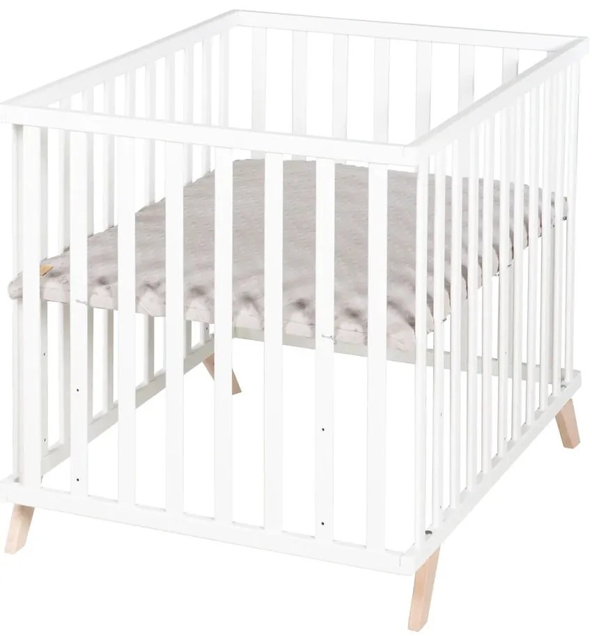 Țarc pentru copii alb din lemn masiv de fag 75x100 cm Lil Planet – Roba