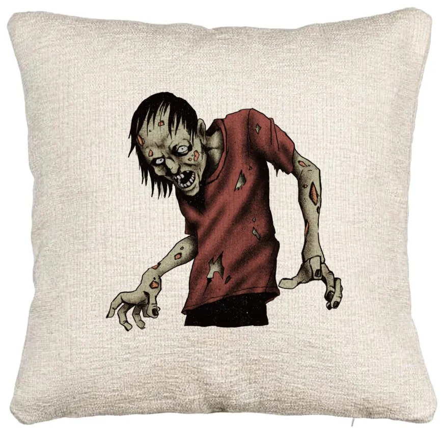 Perna Decorativa Canapea cu motiv Zombie de Halloween 1, 40x40 cm, Cu fermoar