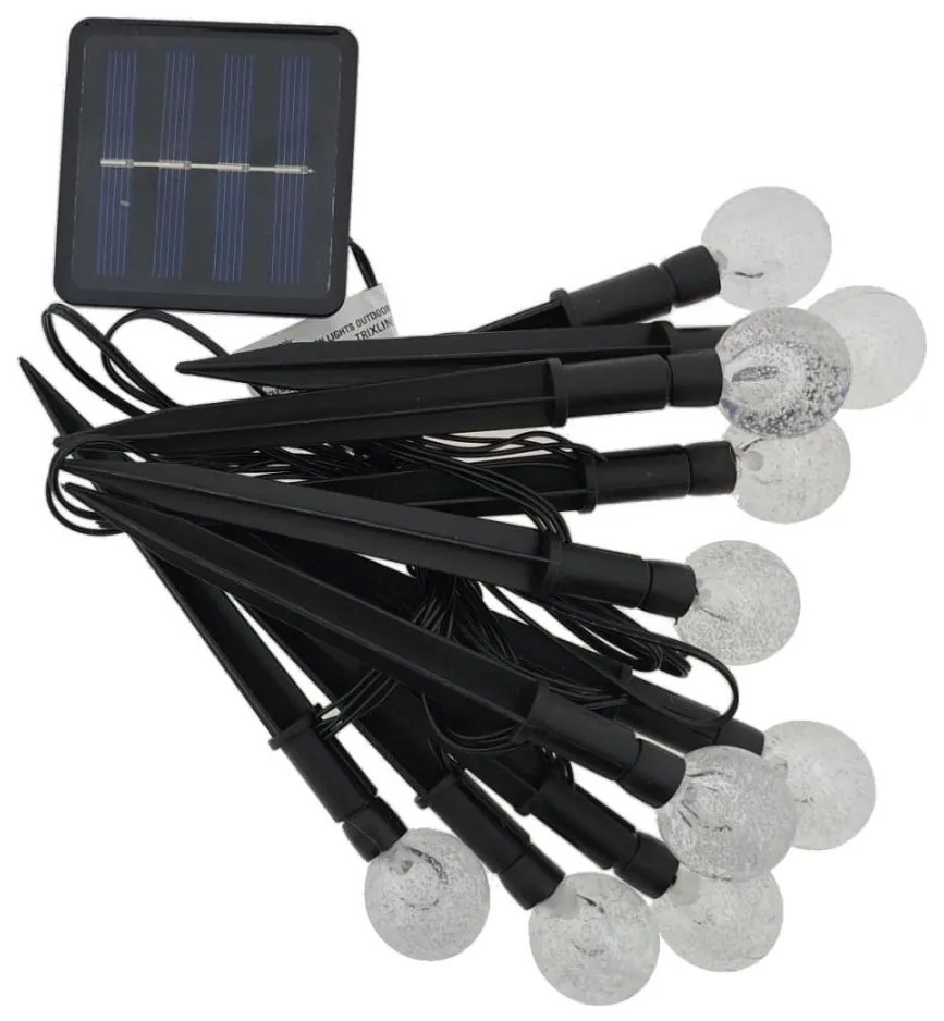 Lampă solară LED RGB, 10 x LED, 1,2 V, 300 mAh, IP44, neagră