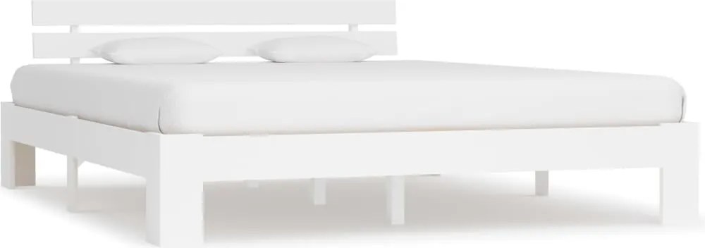 vidaXL Cadru de pat cu tăblie, alb, 160x200 cm, lemn masiv de pin