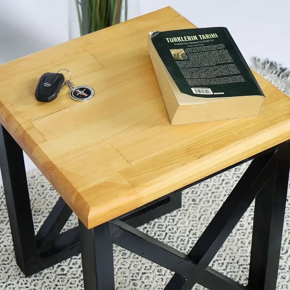 Masuta cafea lemn Country Homs 45 x 40 x 40, nuc si negru