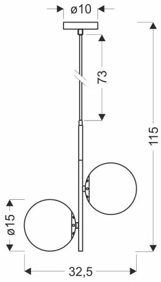 Lustră pe cablu DUO 2xE14/40W/230V aurie/neagră