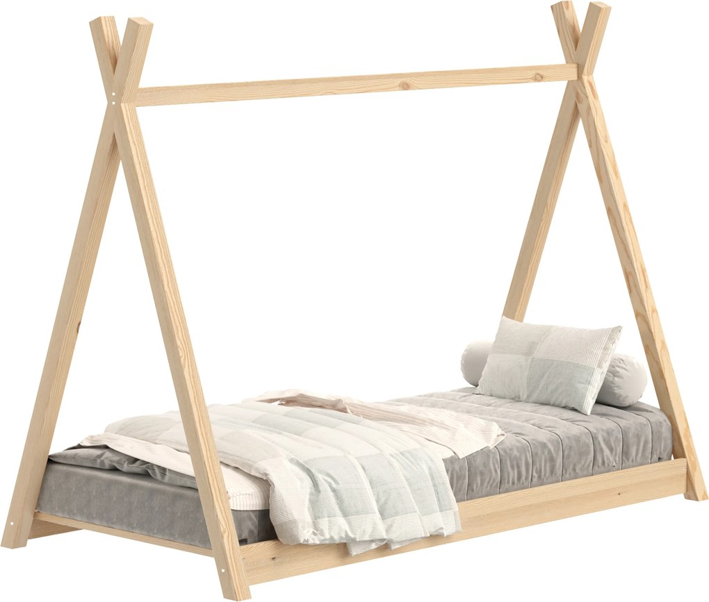 Pat copii Tipi 90x180 casă din lemn - pin