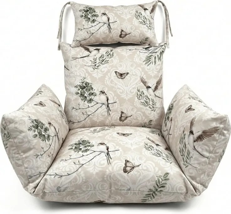 Scaun suspendat negru KOKON fara suport, perna bej