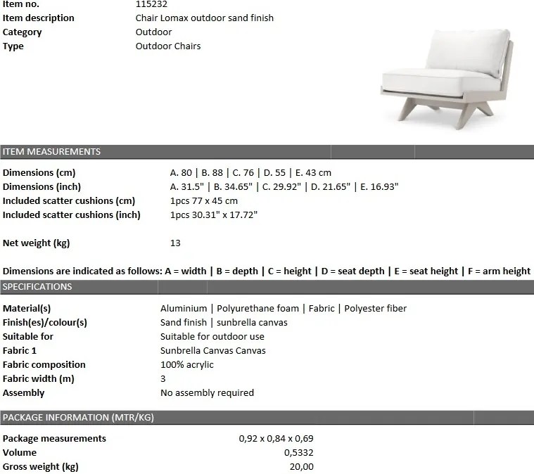 Fotoliu design elegant LUX Lomax, sand 115232 HZ