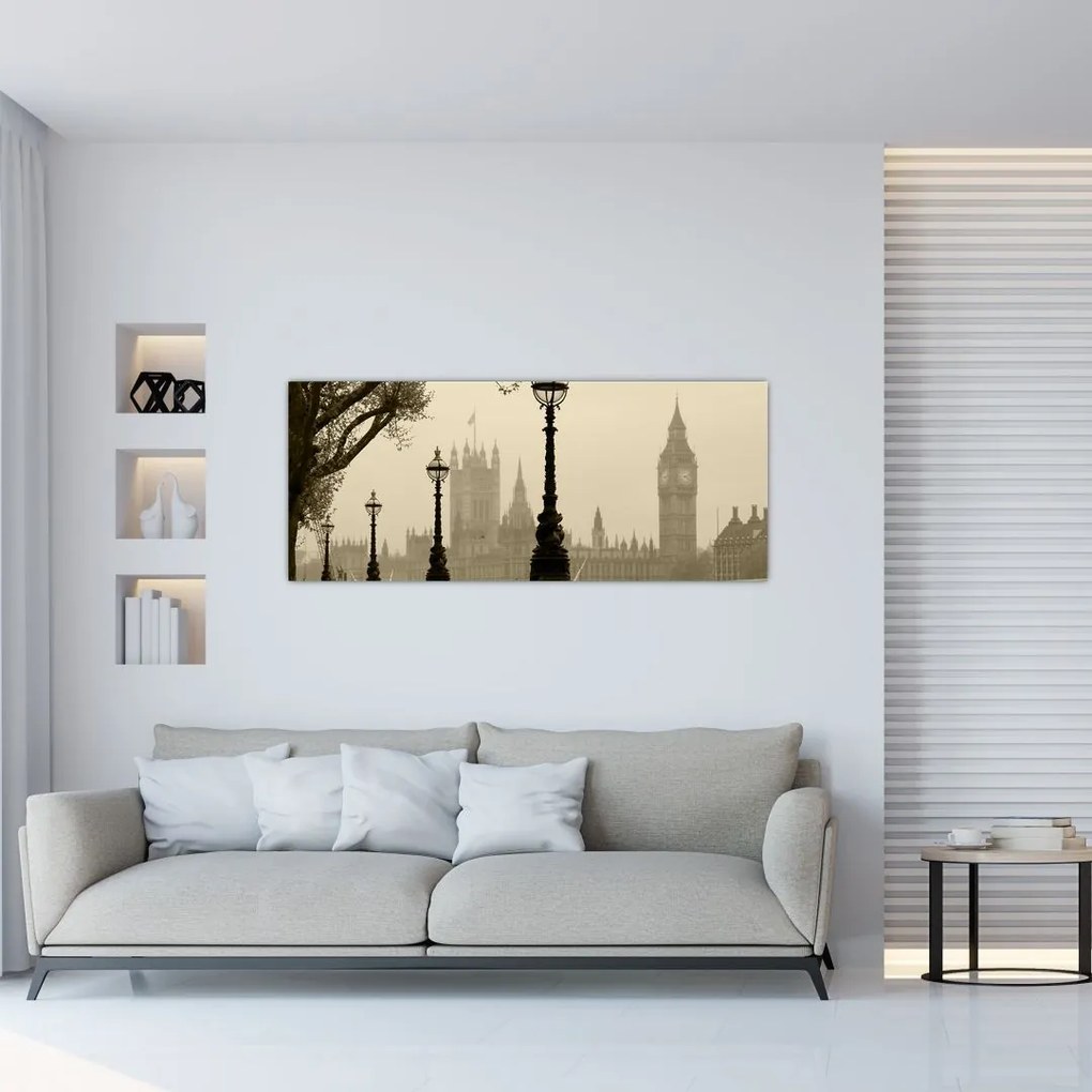 Tablou - Londra în ceață, Anglia (120x50 cm)
