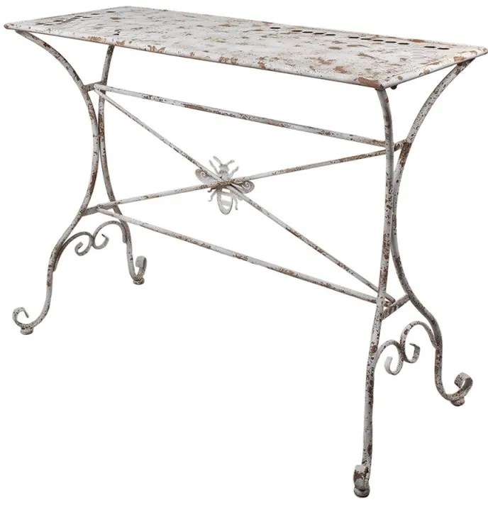 Masa de exterior, alb, din metal, cu aspect vintage, Abeille I