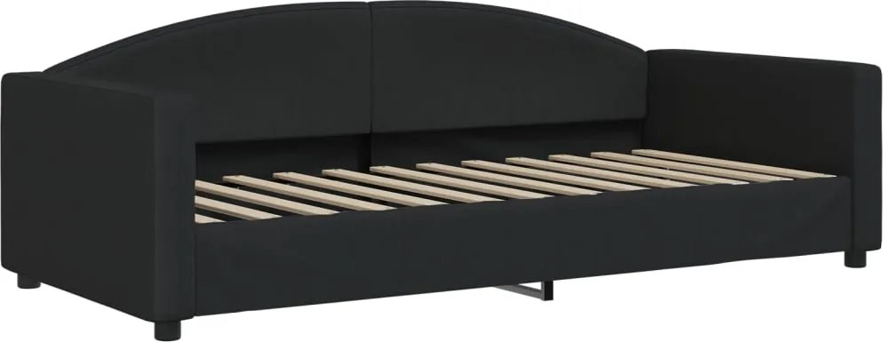 vidaXL Pat de zi, negru, 90x200 cm, material textil