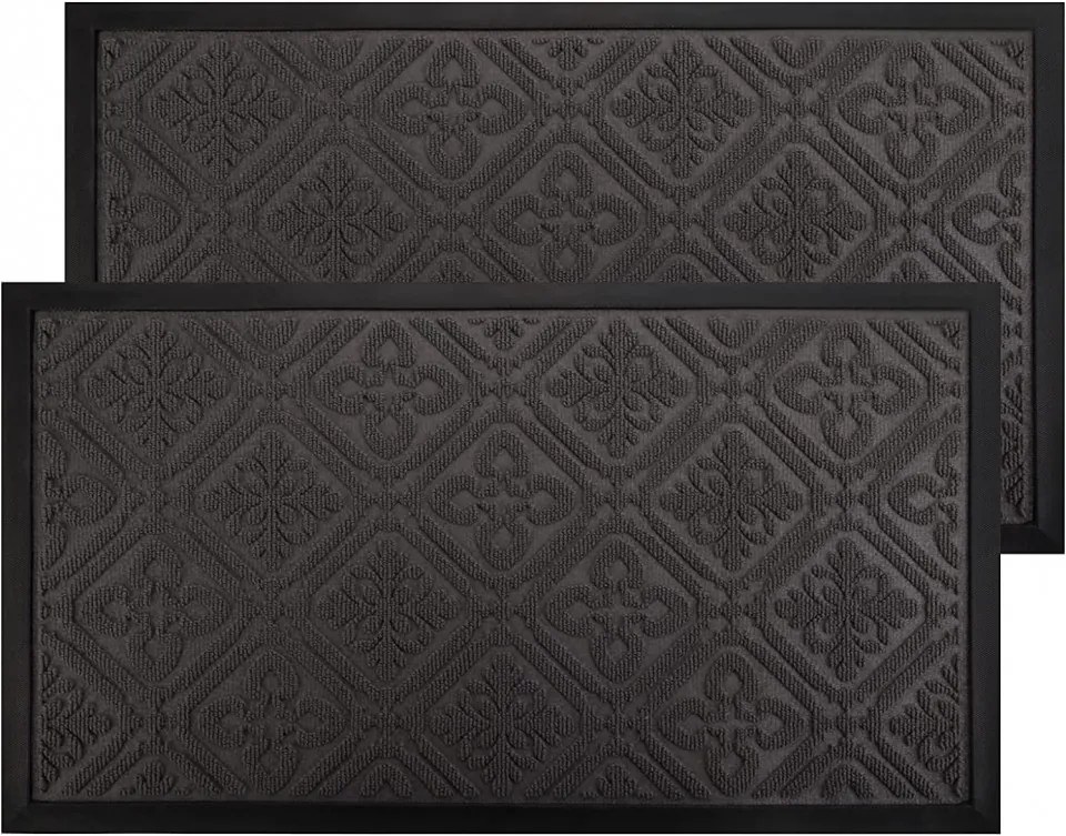 Set de 2 covorase de intrare Suwimut, cauciuc/PVC, negru, 73 x 43 cm