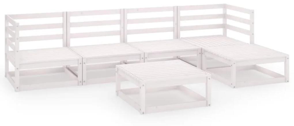 3075540 vidaXL Set mobilier de grădină, 6 piese, alb, lemn masiv de pin