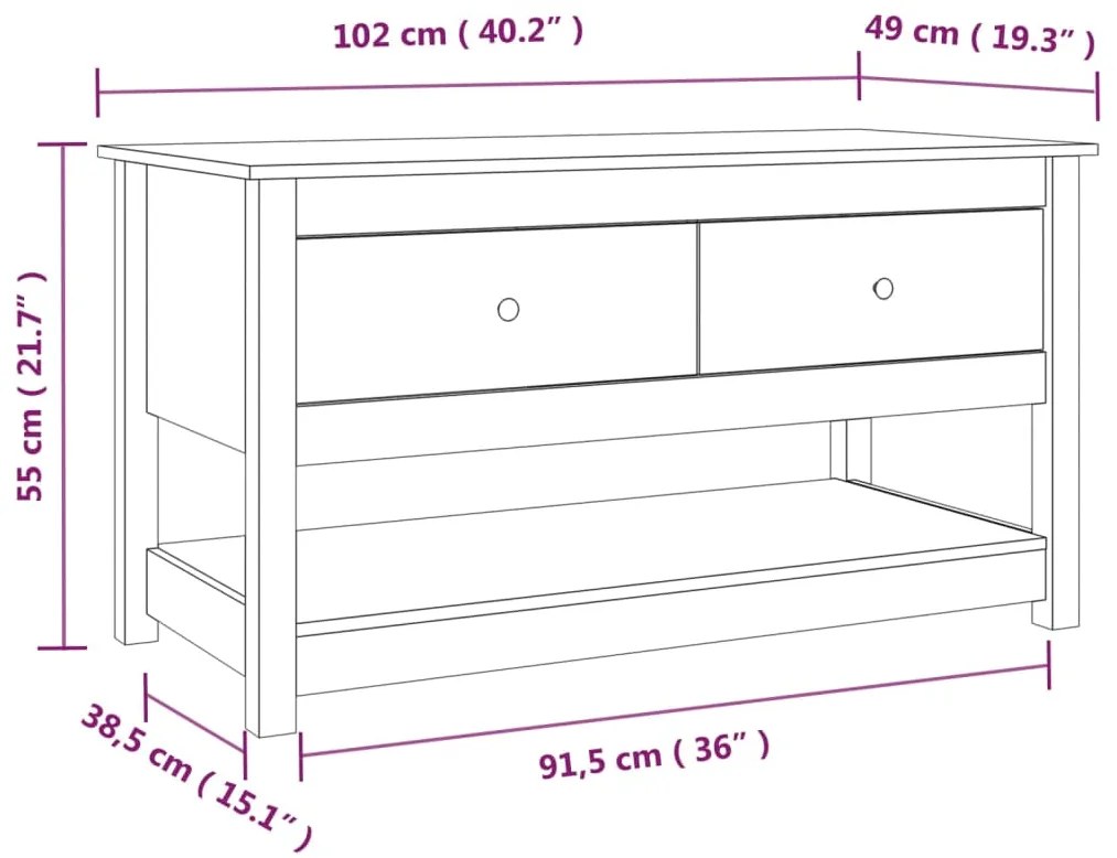 Masuta de cafea, 102x49x55 cm, lemn masiv de pin