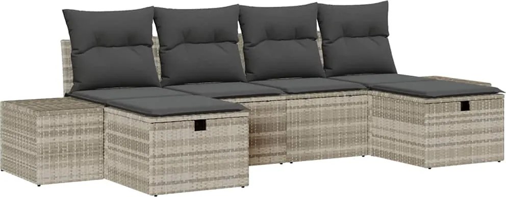 vidaXL Set de canapele pentru grădină 6 pcs Gri deschis poliratan