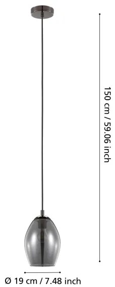 Lustră pe cablu ESTANYS 1xE27/60W/230V Eglo 39564