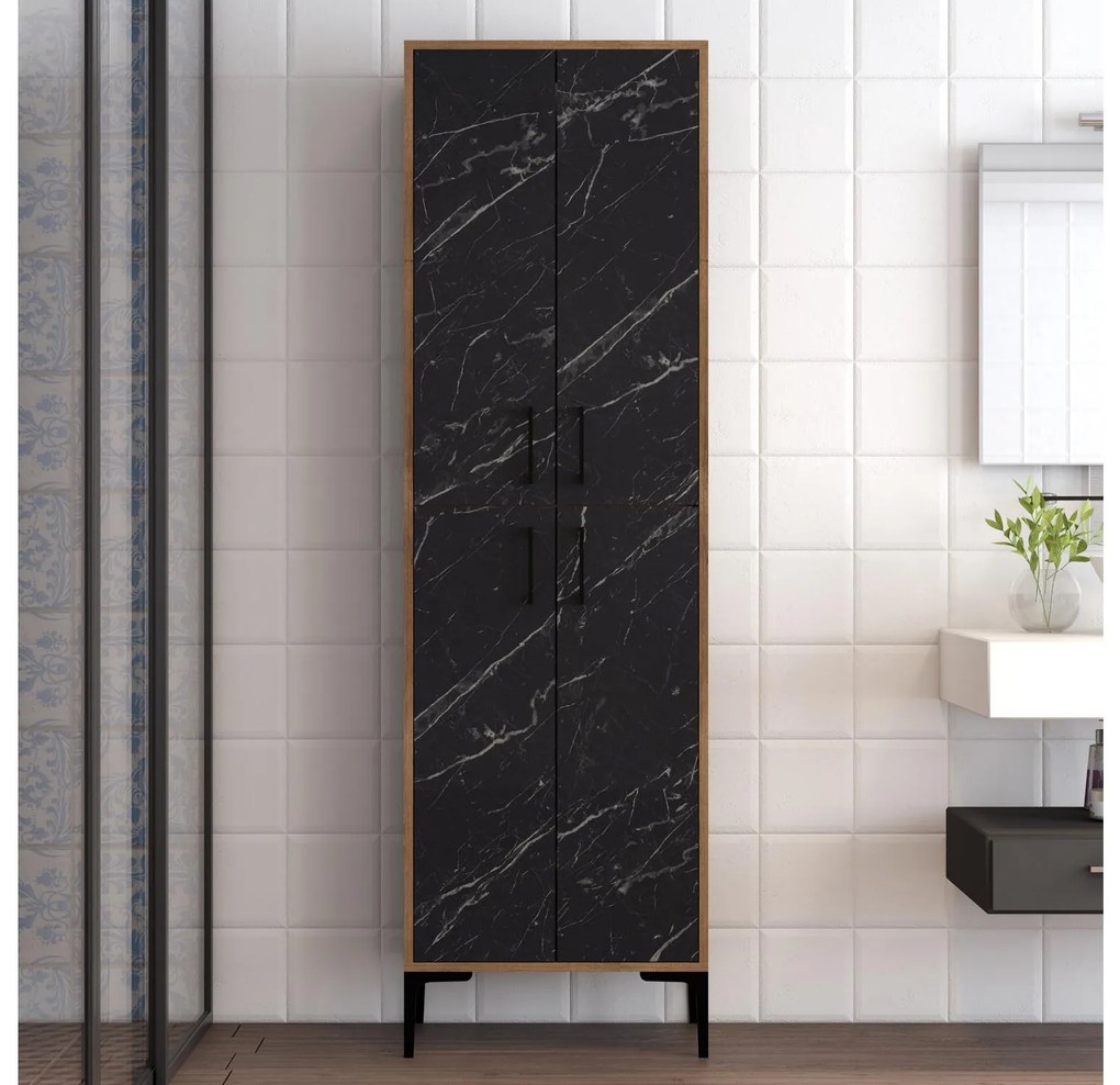 Dulap cu rafturi Betina A (Nuc + Negru). 1088325