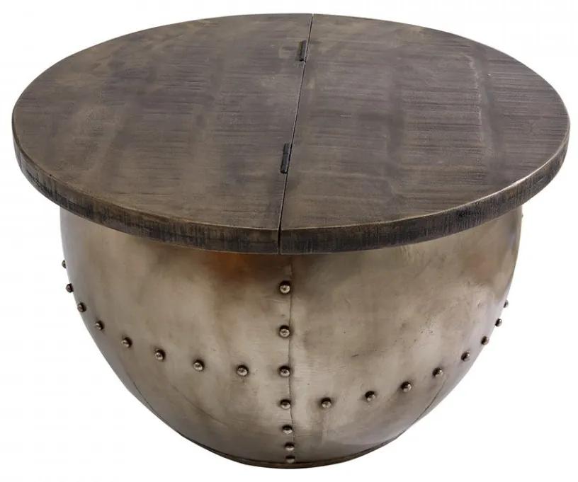 Masuta de cafea gri din lemn de mango si metal 68 cm Drump Invicta Interior