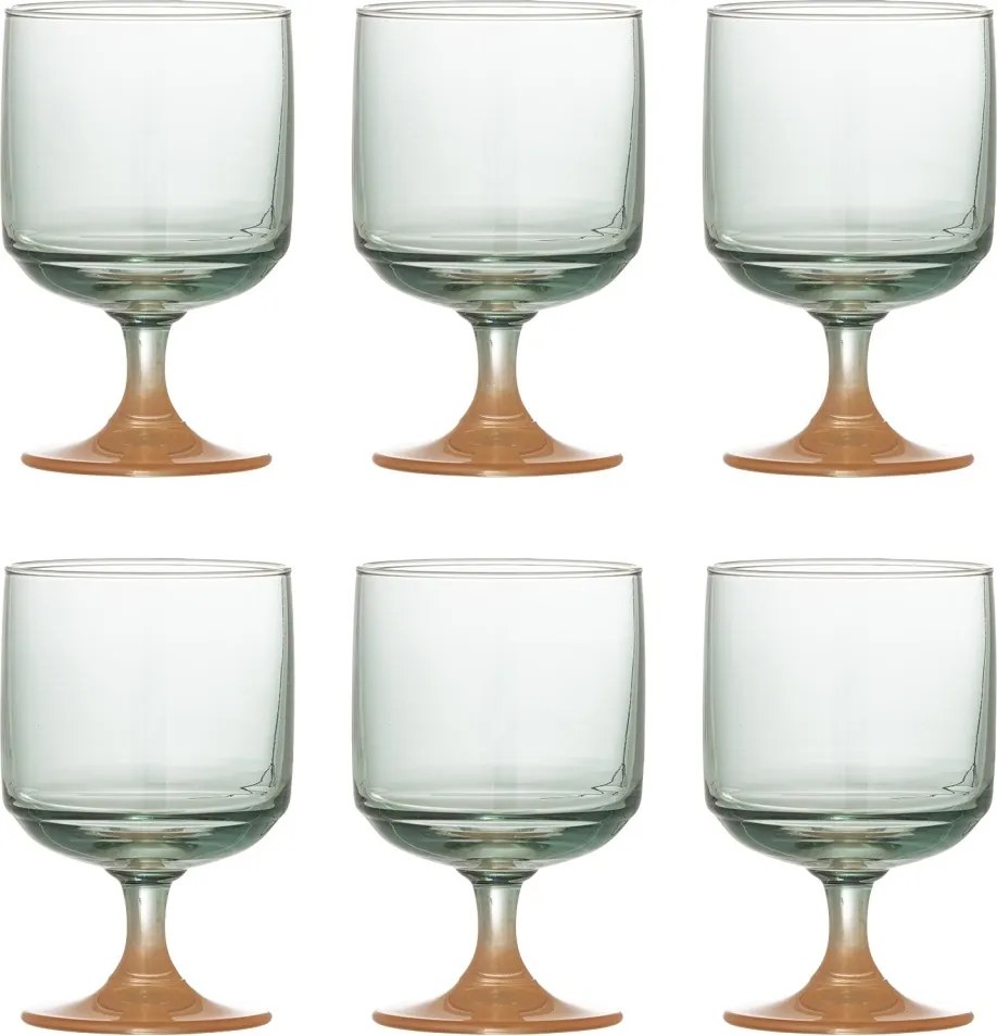 Set 6 pahare din sticlă, multicolor, cu finisaj vopsit prin pulverizare și bază contrastantă, 7,5x12,5 cm, 300 ml, „Signe"