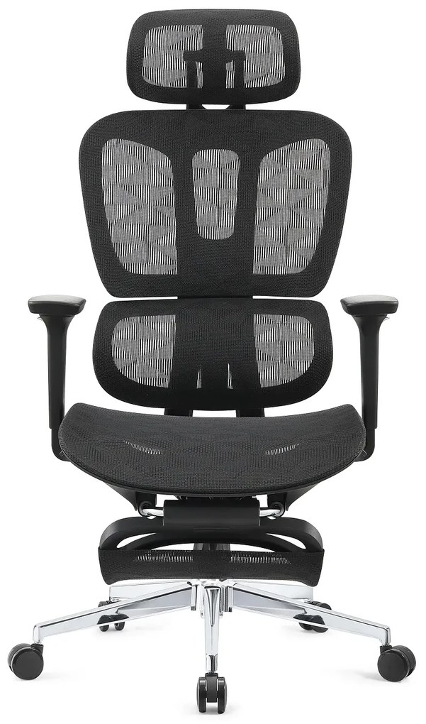 RESIGILAT- ERGOTHRONE Scaun ergonomic, cotiere 2D, suport picioare, Full Mesh, Negru