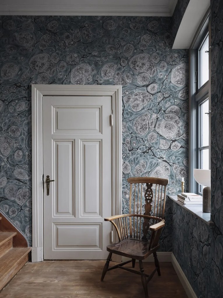 Tapet Marbling, Blue, Rebel Walls