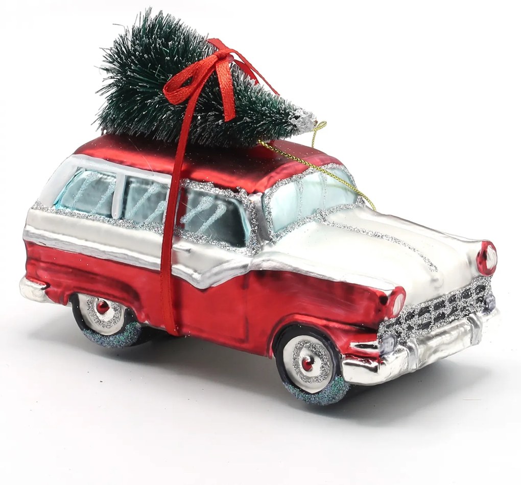 Ornament pentru bradul de Craciun masina rosie