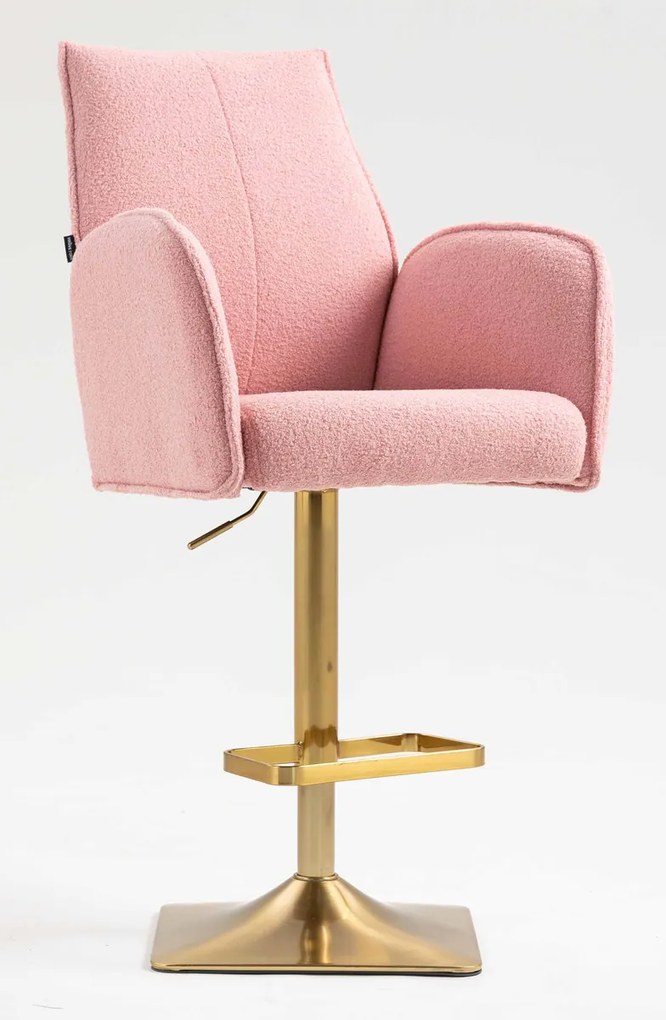 HR280KW Scaun Roz Pudra Boucle cu Bază Aurie