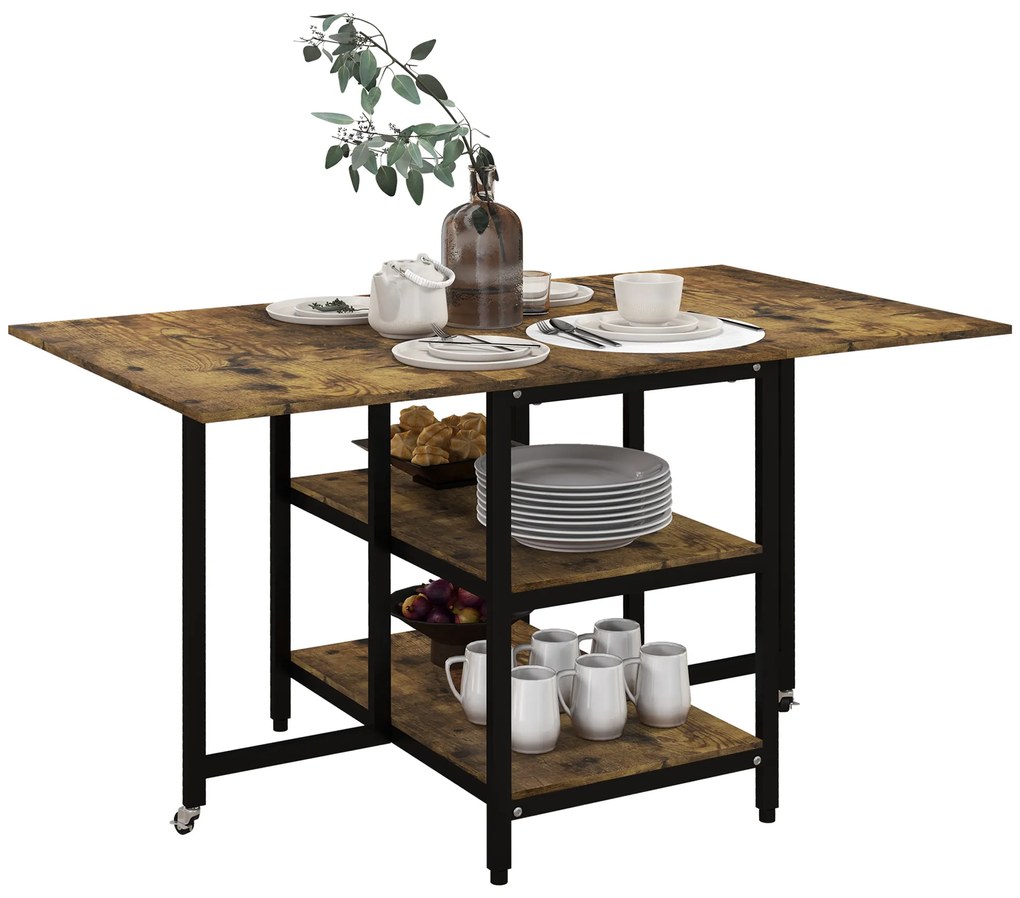 HOMCOM Masă Pliabilă Masă Extensibilă, Design Industrial, 140 cm x 80 cm x 75 cm | Aosom Romania