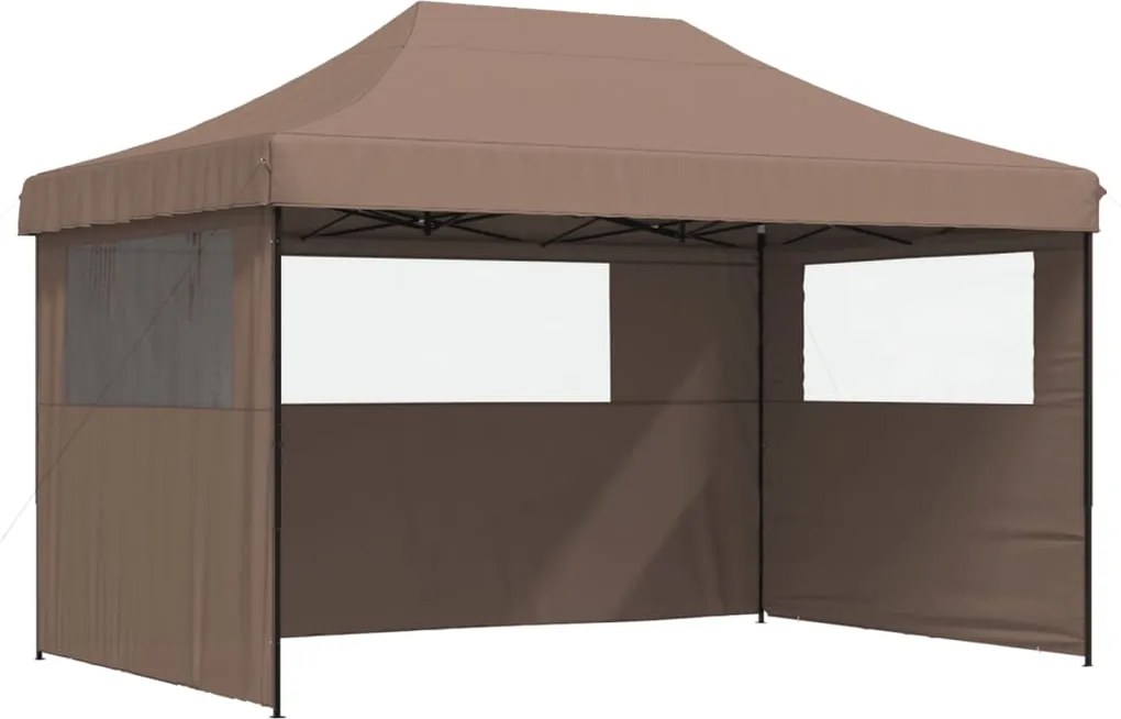 vidaXL Cort pliabil pentru petreceri cu 3 pereți laterali, maro